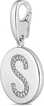 .925 Sterling Silver Diamond-Accented Round Initial Charm Enhancer with Lobster Claw Clasp (I-J Color, I2-I3 Clarity) - Choice of Letter