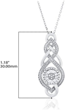 .925 Sterling Silver 1/10 Cttw Diamond Interwoven Twist Miracle Plate Cluster Halo Pendant Necklace with Cable Chain - 18” (I-J Color, I2-I3 Clarity)