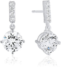 .925 Sterling Silver Cubic Zirconia Dangle Earrings and Pendant Necklace on 18