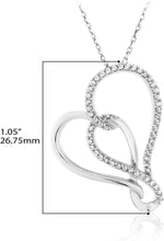 .925 Sterling Silver 1/4 Cttw Diamond Sideways Infinity Knot Heart Pendant Necklace on 18
