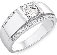 .925 Sterling Silver Round Cubic Zirconia Channel Set Ring - Size 9