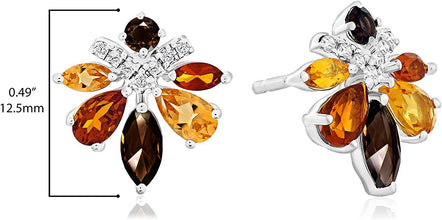 .925 Sterling Silver, Brown Smoky Quartz, Madeira Citrine, Orange Citrine & White Topaz 1/2