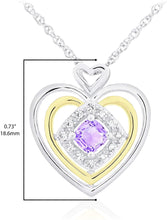 14K Yellow Gold Plated .925 Sterling Silver, Cushion Cut Gemstone & Lab Grown White Sapphire Three Heart Halo Pendant Necklace - 20” - Choice of Color