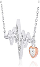 14K Gold Plated .925 Sterling Silver Diamond Heartbeat Necklace on 18