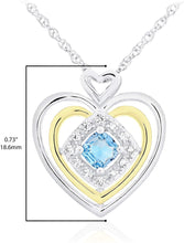 14K Yellow Gold Plated .925 Sterling Silver, Cushion Cut Gemstone & Lab Grown White Sapphire Three Heart Halo Pendant Necklace - 20” - Choice of Color