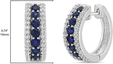 .925 Sterling Silver, Lab Grown Gemstone & Lab Grown White Sapphire 3/4