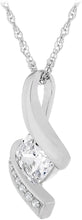 .925 Sterling Silver, Cushion-Cut Birthstone & Created White Sapphire or CZ Twist Pendant Necklace on 18