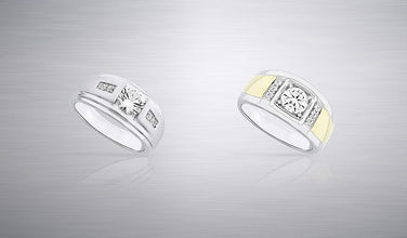 .925 Sterling Silver Cubic Zirconia Men's Satin and Polished Finish Stepped Ring