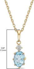14K Yellow Gold Plated .925 Sterling Silver Oval Cut Birthstone & Created White Sapphire Pendant Necklace 18