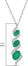 10K White Gold Genuine Precious Gemstone & White Topaz Three Stone Ribbon Pendant Necklace - 18