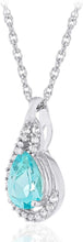 .925 Sterling Silver Pear-Shaped Birthstone & Lab Grown White Sapphire or CZ Teardrop Pendant Necklace on 18