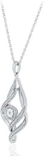 .925 Sterling Silver 1/10 Cttw Diamond Interlocking Diamond Shapes Pendant Necklace on 18