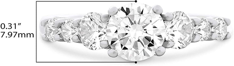 .925 Sterling Silver Round Cubic Zirconia Seven Stone Engagement or Anniversary Ring