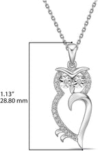 .925 Sterling Silver 1/10 Cttw Diamond Miracle Set Owl Pendant Necklace with Cable Chain - 20” (I-J Color, I2-I3 Clarity)