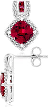.925 Sterling Silver, 3-1/5 Cttw Cushion & Princess Cut Lab-Grown Red Ruby & Lab-Grown White Sapphire 5/8