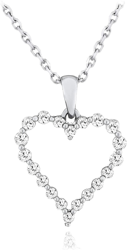 10K White Gold 1/4 Cttw Lab Grown Diamond Heart Pendant Necklace on 18" Cable Chain (G-H Color, SI1-SI2 Clarity)