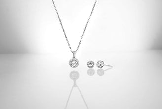 10K White Gold 1/2 Cttw Lab Grown Diamond Round Halo Pendant Necklace on 18