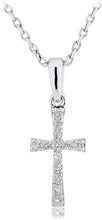 .925 Sterling Silver Diamond Accent Flared Cross Pendant Necklace on 18