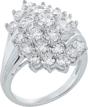 .925 Sterling Silver Cubic Zirconia Multi-Shank Cluster Cocktail Ring