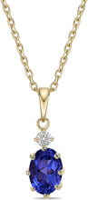 14K Yellow Gold Plated .925 Sterling Silver Oval Cut Birthstone & Created White Sapphire Pendant Necklace 18