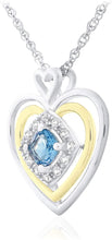 14K Yellow Gold Plated .925 Sterling Silver, Cushion Cut Gemstone & Lab Grown White Sapphire Three Heart Halo Pendant Necklace - 20” - Choice of Color