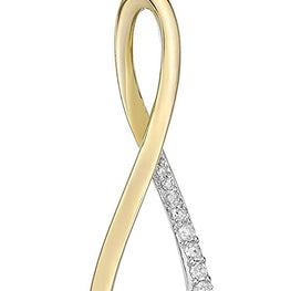 10K Yellow Gold 1/3 Cttw Diamond 1-5/8" Infinity Twist Pendant Necklace with Cable Chain - 20” (H-I Color, I1-I2 Clarity)