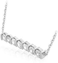 .925 Sterling Silver Cubic Zirconia 'S' Link Bar Necklace on 18