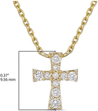 10K Yellow Gold 1/10 Cttw Brilliant-Cut Diamond Flared Cross Pendant Necklace with Cable Chain - 20