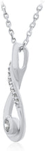 .925 Sterling Silver 1/10 Cttw Diamond Infinity Loop Style Pendant Necklace with 18