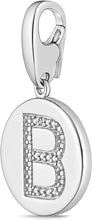 .925 Sterling Silver Diamond-Accented Round Initial Charm Enhancer with Lobster Claw Clasp (I-J Color, I2-I3 Clarity) - Choice of Letter