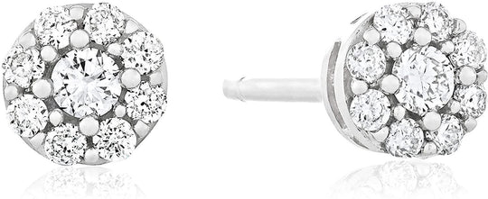 10K White Gold 1/4 Cttw Lab Grown Diamond 5.5mm Round Halo Stud Earrings (G-H Color, SI1-SI2 Clarity)