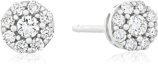10K White Gold 1/4 Cttw Lab Grown Diamond 5.5mm Round Halo Stud Earrings (G-H Color, SI1-SI2 Clarity)