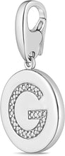 .925 Sterling Silver Diamond-Accented Round Initial Charm Enhancer with Lobster Claw Clasp (I-J Color, I2-I3 Clarity) - Choice of Letter