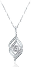 .925 Sterling Silver 1/10 Cttw Diamond Interlocking Diamond Shapes Pendant Necklace on 18