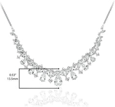 .925 Sterling Silver Lab Grown White Sapphire Pear and Marquise Cut Estate Necklace