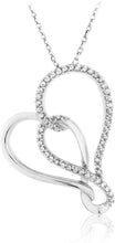 .925 Sterling Silver 1/4 Cttw Diamond Sideways Infinity Knot Heart Pendant Necklace on 18