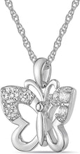 .925 Sterling Silver & White Cubic Zirconia Butterfly Dangling Pendant Necklace with Rope Chain - 20”