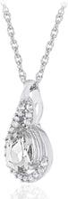 .925 Sterling Silver Pear-Shaped Birthstone & Lab Grown White Sapphire or CZ Teardrop Pendant Necklace on 18