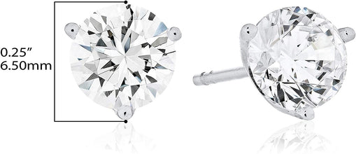 .925 Lab Grown White Sapphire Solitaire Martini Stud Earrings