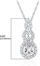 .925 Sterling Silver Teardrop Birthstone & Lab Grown White Sapphire or CZ Art Deco Style Pendant & 18