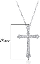 .925 Sterling Silver Cubic Zirconia Milgrain Edged Passion Flared Trinity Cross Pendant Necklace with 18