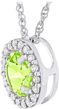 .925 Sterling Silver Birthstone & Lab Grown White Sapphire or CZ Halo Pendant Necklace on 18