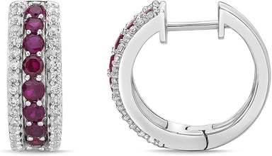 .925 Sterling Silver, Lab Grown Gemstone & Lab Grown White Sapphire 3/4