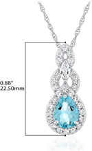 .925 Sterling Silver Teardrop Birthstone & Lab Grown White Sapphire or CZ Art Deco Style Pendant & 18