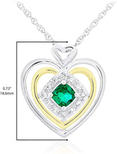 14K Yellow Gold Plated .925 Sterling Silver, Cushion Cut Gemstone & Lab Grown White Sapphire Three Heart Halo Pendant Necklace - 20” - Choice of Color