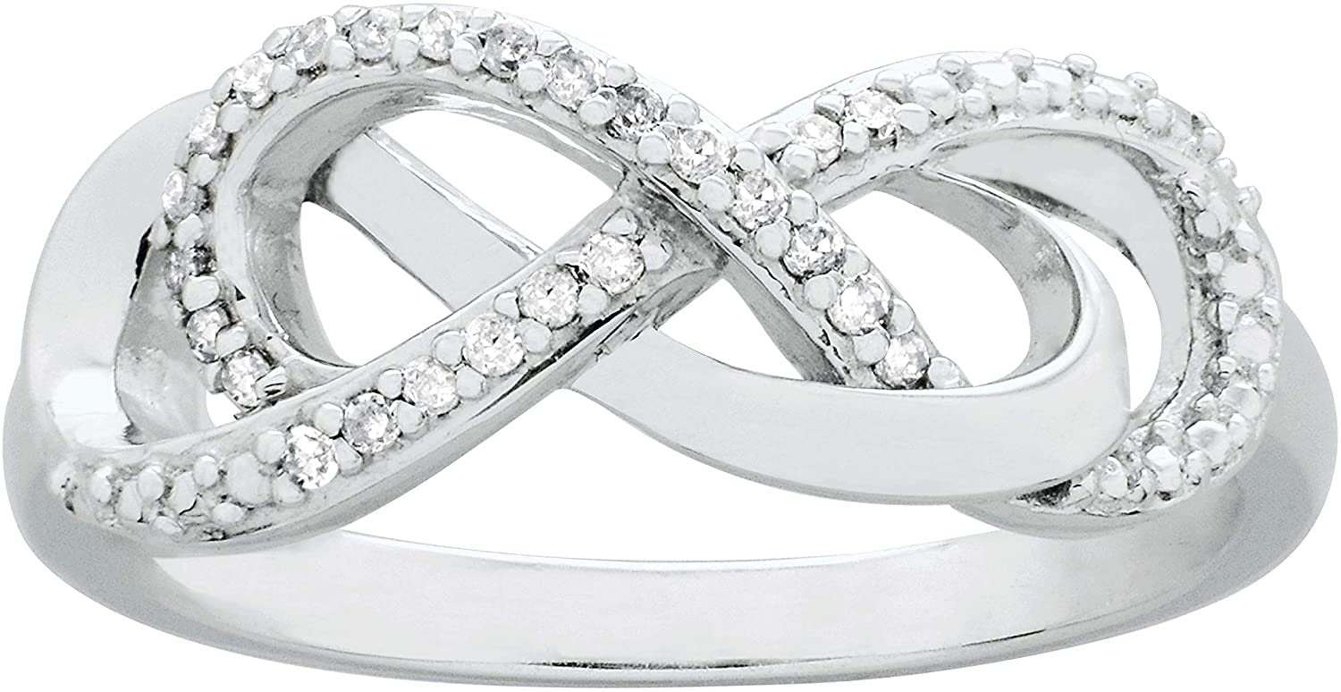 .925 Sterling Silver 1/10 Cttw Diamond Interlocking Infinity Knot Promise Ring (I-J Color, I2-I3 clarity)