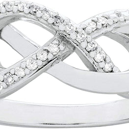 .925 Sterling Silver 1/10 Cttw Diamond Interlocking Infinity Knot Promise Ring (I-J Color, I2-I3 clarity)
