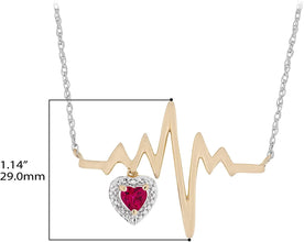 14K Gold Plated .925 Sterling Silver Diamond Heartbeat Necklace on 18