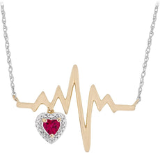 14K Gold Plated .925 Sterling Silver Diamond Heartbeat Necklace on 18
