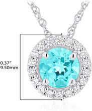 .925 Sterling Silver Birthstone & Lab Grown White Sapphire or CZ Halo Pendant Necklace on 18